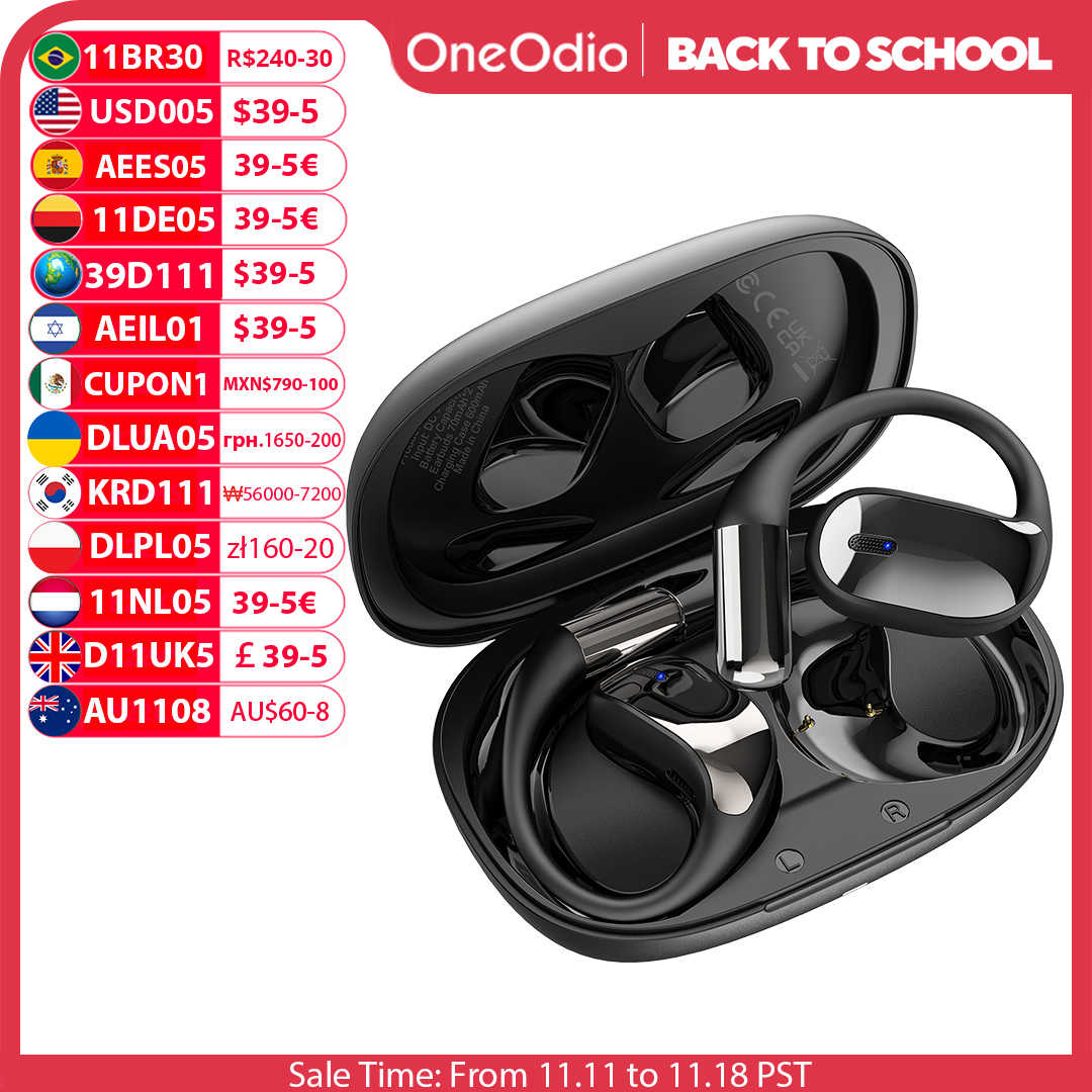 Oneodio SuperEQ T44 Open Ear Earphones Wireless Bluetooth 5.3 Headphones Air Conduction Sports Earbuds With 4 ENC Mic Bass OWS