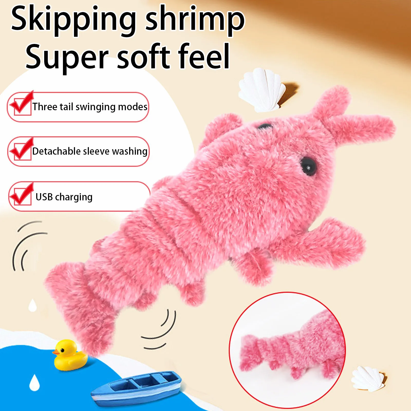 

Jumping Shrimp Cat Interactive Toys Electric Lobster Washable Plush Toys Vibration Sensor Cats Toy Pet Dog Kitten Stuffed Toy