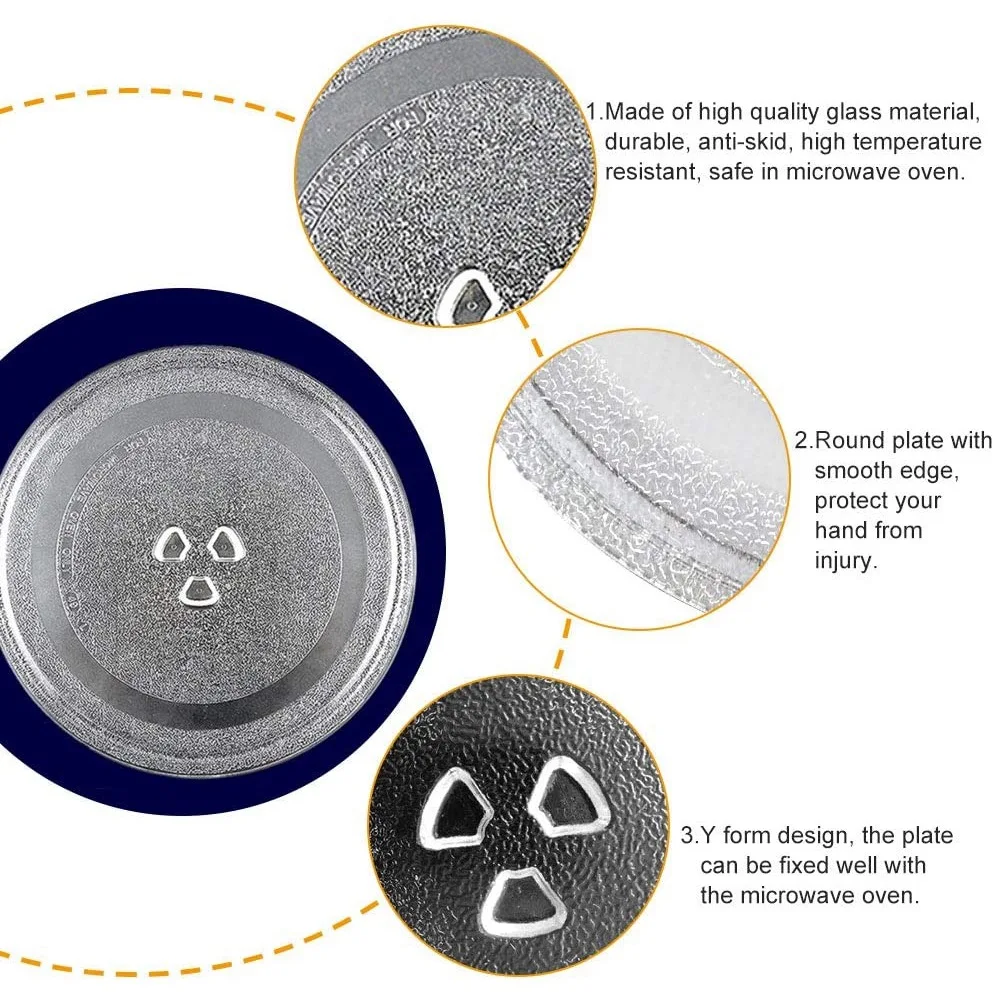 Microwave Plate Spare Microwave Dish Durable Universal Microwave Turntable Glass Plate Round Replacement Plate 3