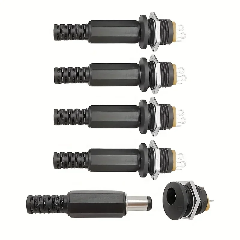 5Pairs 5.5x2.1mm DC Power Supply Male Plug + Female Jack Panel Mount Solder wire connector 5.5 * 2.1mm DC Plug Socket Connector