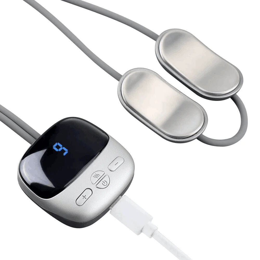 Masajeador Inteligente para Cuello con EMS y TENS Eléctricos, Collar Protector Cervical con Compresa Caliente para Relaj