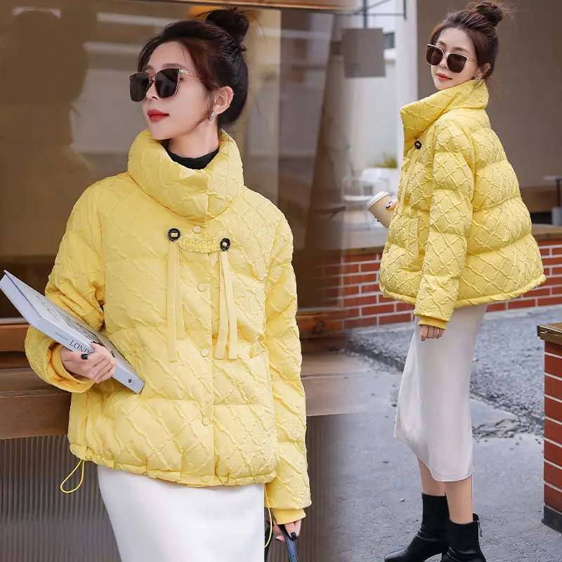 Winter Women Jacket Warm Parkas Korean Puffer Jacket Down Cotton Single-breasted Outerwear Casual Loose Long Sleeve Cotton Coats