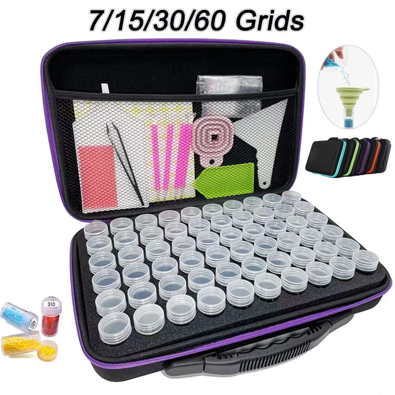 7/15/30/60 Bottles Storage Box 5D Diamond Painting Accessories Tools Storage Box Carry Case Diamant Painting Tools Container Bag