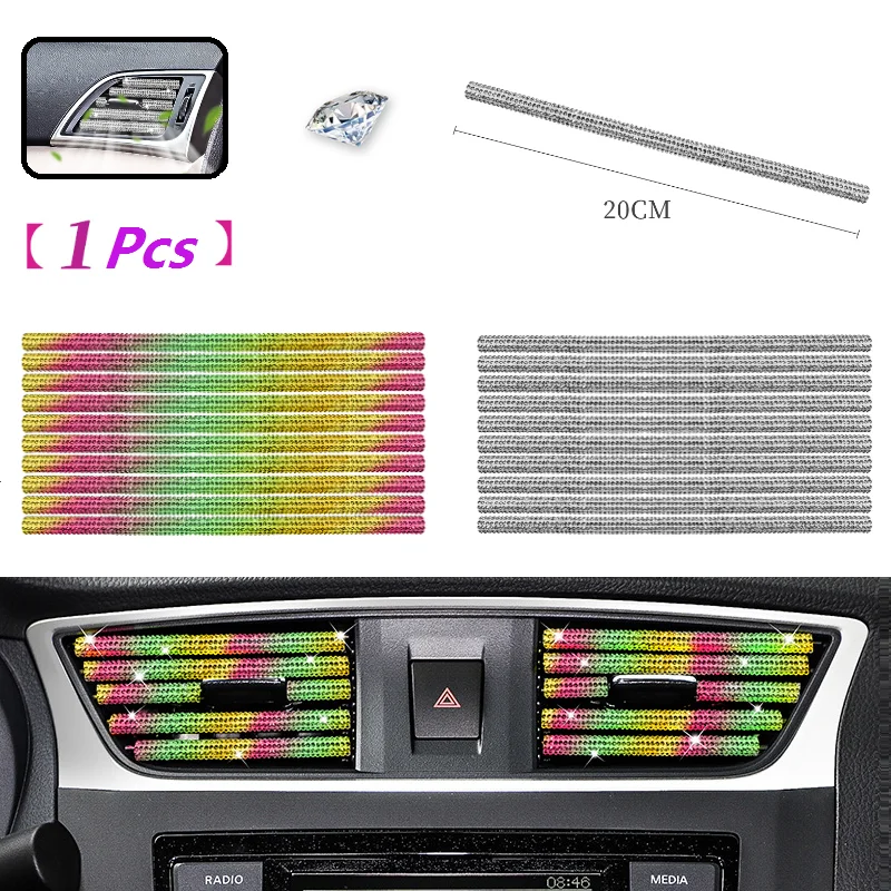 

Diamond Car Air Conditioner Outlet Decorative Strips U Shape Clip Rhinestones Grille Sticker Auto Interior Mouldings Accessories