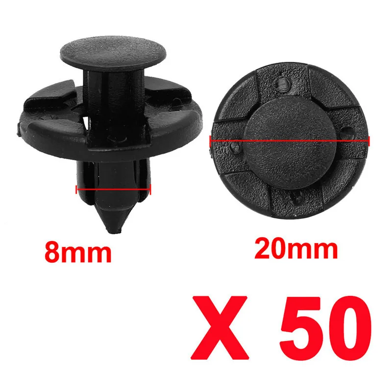 50PCS Nissan 8mm Auto Fasteners Clamp Body Push Fixed Water Tank Guard Pin Rivet Fender Clip