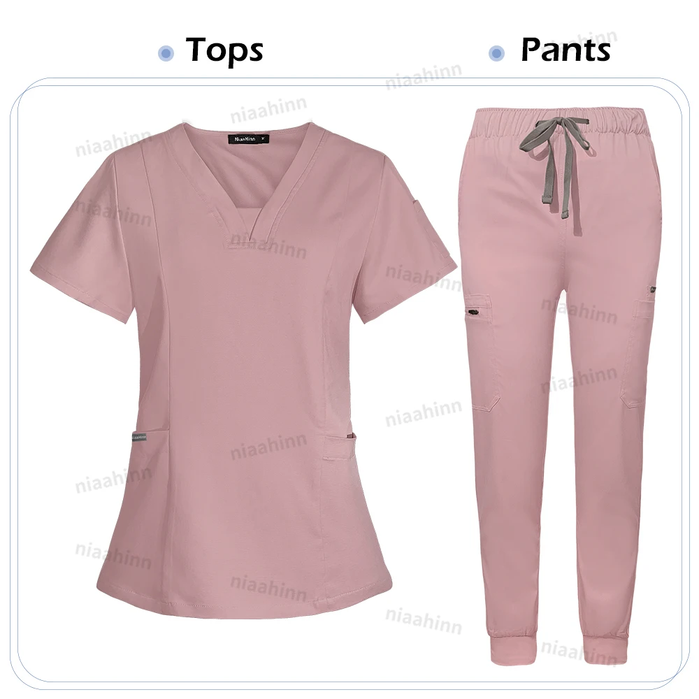 Niaahinn Scrub Krankenhaus Uniform Medizinische Top Hosen Krankenschwester Uniform High Fashion Uniformen Pflege Scrubs Set Heißer Verkauf OP-Kittel – Detail 12