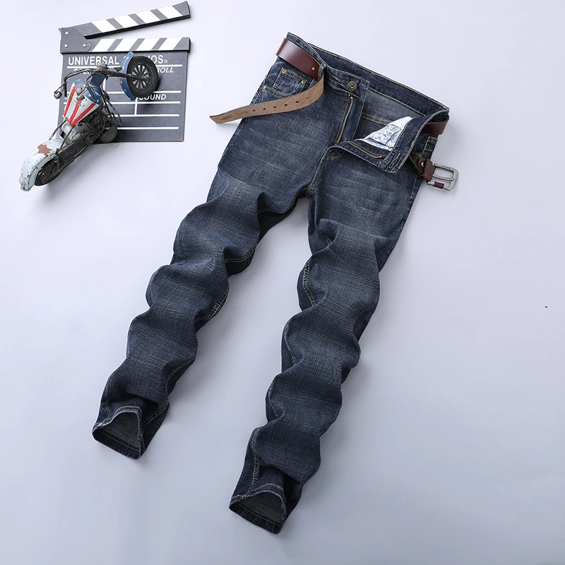 Spring Autumn 2022 Men's Smart Jeans Business Fashion Straight Regular Blue Stretch Denim Trousers Classic Men Plus Size 28-40 4