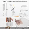 10 Pack White Plastic Folding Chair, Indoor Outdoor Portable Stackable Commercial Seat with Steel Frame 350lb. Capacity for Eve 3