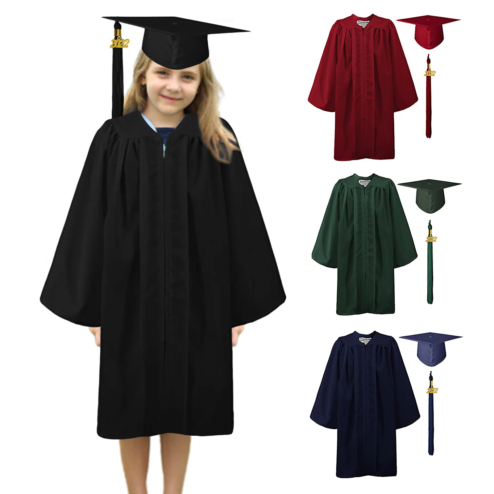 

High School Bachelor Graduation Cap And Gown Tassel Set For Girls Boys Unisex Matte Graduation Cap With 2022 Tassel