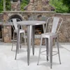 Commercial 30" Round Silver Metal Indoor-Outdoor Bar Table Set-2 Cafe Stools 1