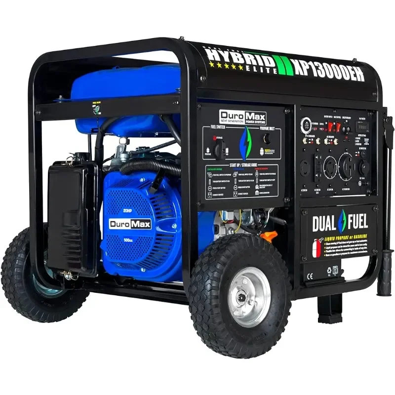 

DuroMax XP13000EH двойной топливный портативный генератор 13000 Вт бензиновый или пропановый Электрический старт-дом резервный, синий/серый