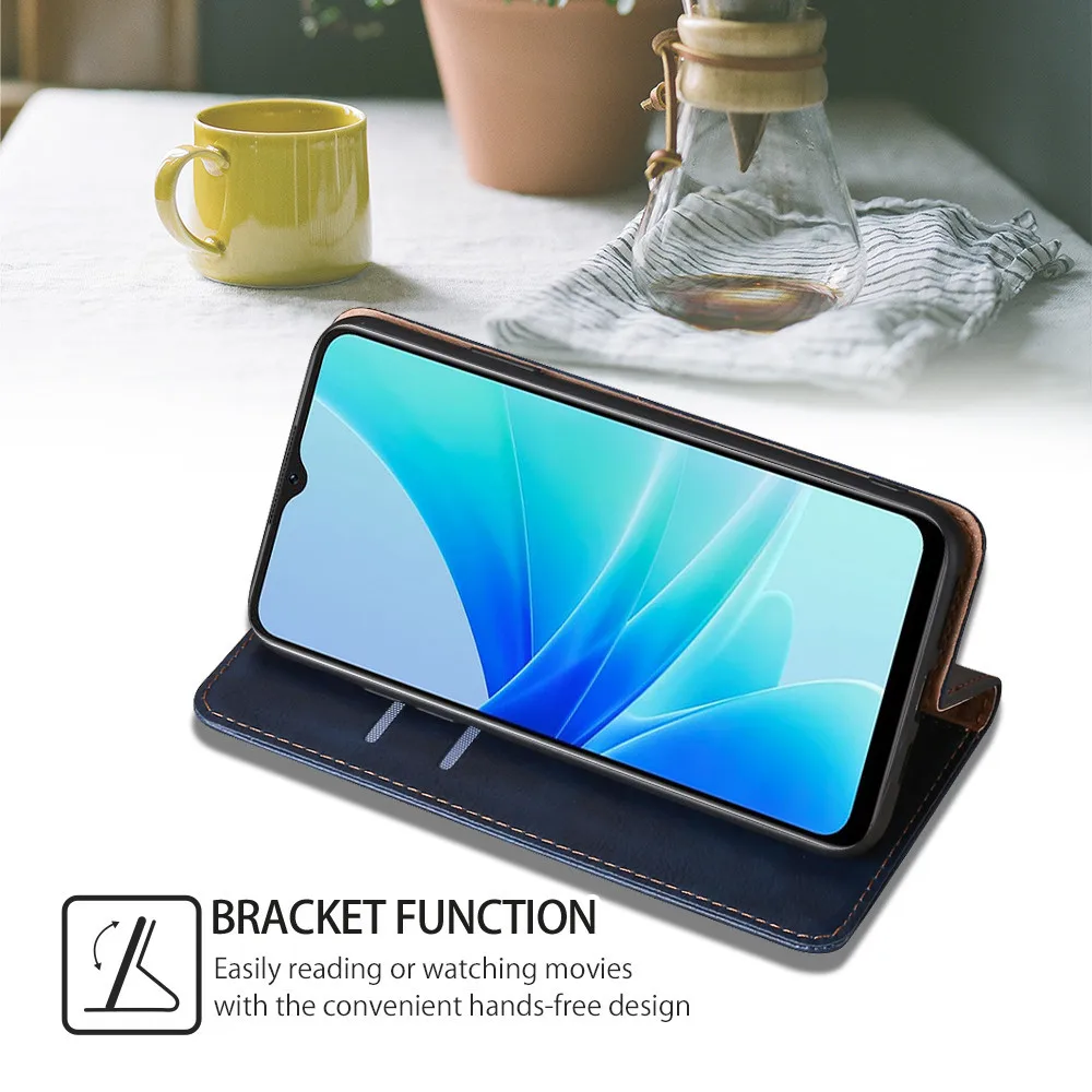 Luxury Leather Flip Wallet Case with Card Slots and Magnetic Closure