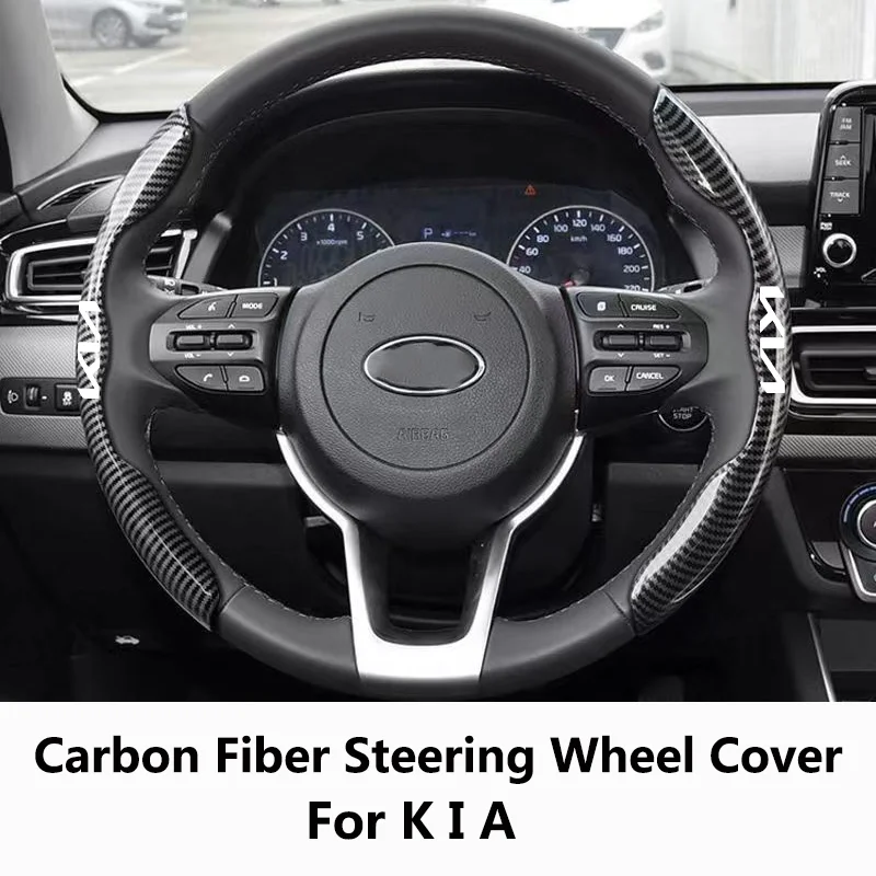 Car Steering Wheel Cover Carbon Fiber Leather For Kia picanto rio ceed sportage cerato soul sorento Sportage Car Accessories
