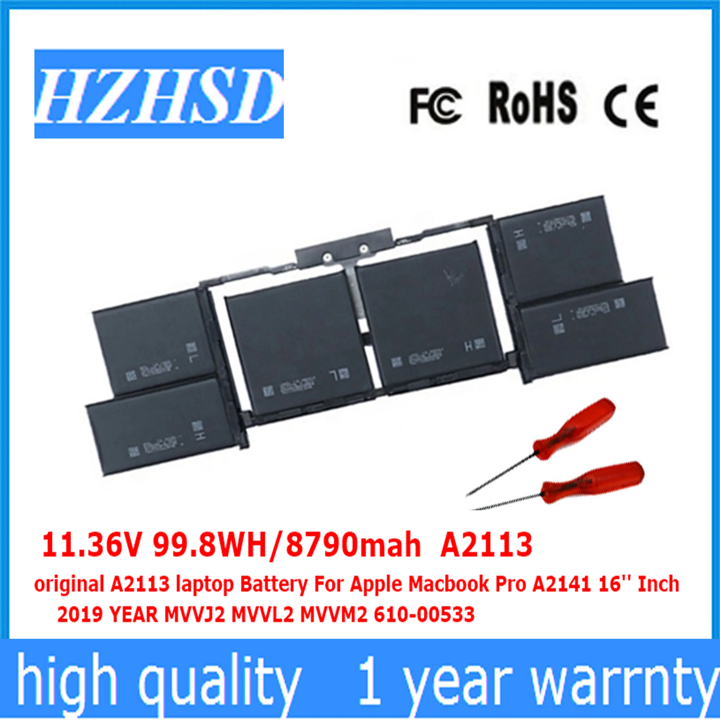 11.36V 99.8Wh/8790Mah Originale Batteria Del Computer Portatile Per Apple Macbook Pro A2141 A2113 16 ''Pollici 2019 Mvvj2 Mvvl2 Mvvm2 610-00533