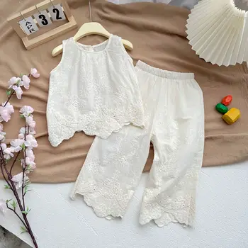 Girls Embroidered Top & Lace Pants 1