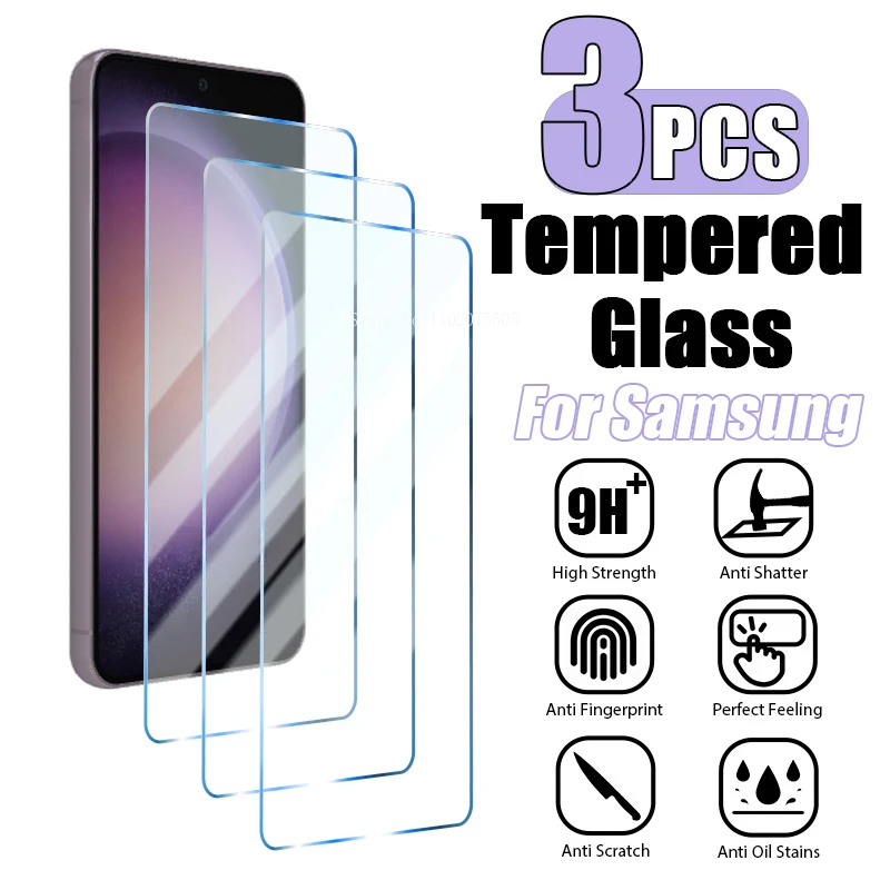 

3PCS Tempered Glass For Samsung Galaxy A54 A14 A13 A53 A34 A33 A22 5G S23 S22 Plus S21 FE Screen Protector for Samsung A52S A12