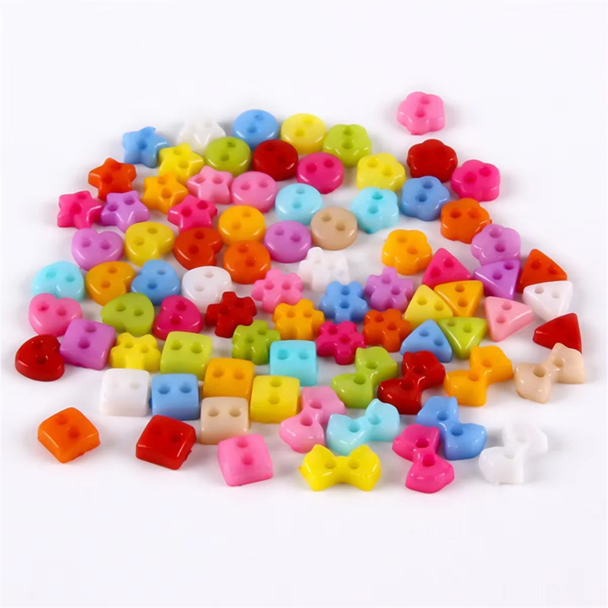 100 Stück Doppelloch 6 mm kleiner Knopf, 15 Farben, Miniatur-Miniknopf, sehr gut geeignet für Puppenkleidung, Babyknöpfe, intelligente Knöpfe – Detail 4