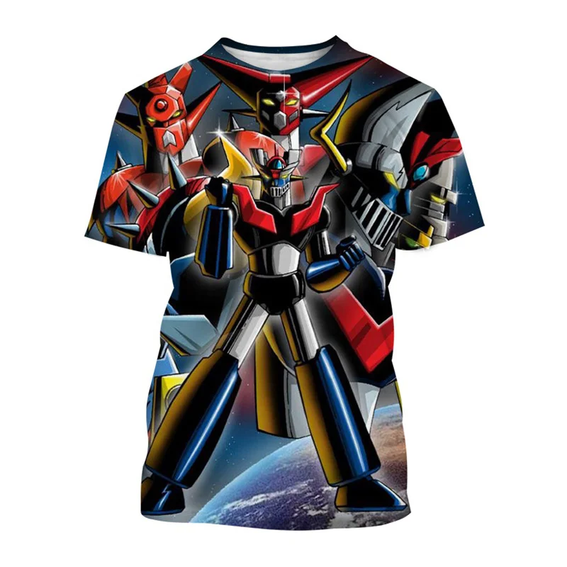 

Футболка мужская с коротким рукавом, модная тенниска с 3D-принтом аниме Mazinger Z, крутая майка в стиле хип-хоп, одежда для улицы, лето