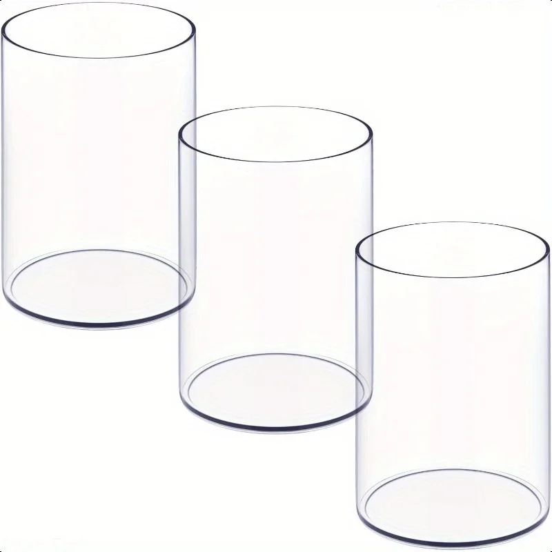 Pen Holder 3 Pcs Acrylic Make up Transparent Pen Holder Student Pencil Display Stand Clear Round Tpe Cups