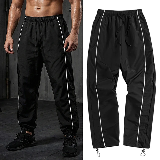 Pantalon de sport tendance pour hommes avec lignes, pantalon de course, d'entraînement, de gymnastique, avec poches latérales, pantalon de survêtement athlétique respirant à séchage rapide 1