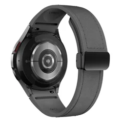 Elegant Genuine Leather and Silicone Watch Strap - Premium Quality Bracelet - Watch 4 classic (Space gray)