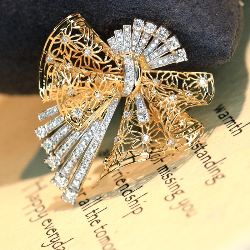 Sd3f817d6cb0a4021bd6fac7789357f51a Aazuo Fine Jewelry 18K Pure White Gold Natural Real Diamonds Original Luxury Brooch&Necklace Gifted For Women Birthday