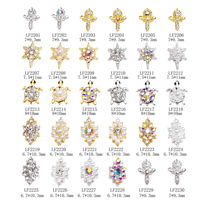 

10PCS Nail Art Rhinestone Crystal Charm Faux Pearls Turtle for 3D Nail Art Decoration Sparkle Jewelry Hand Craft Beads DIY