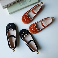 Cartoon Cat Girls Casual Shoes High Quality Gold Velour Genuine Leather Lining Baby Shoes Princess Children's Dance Shoes 1