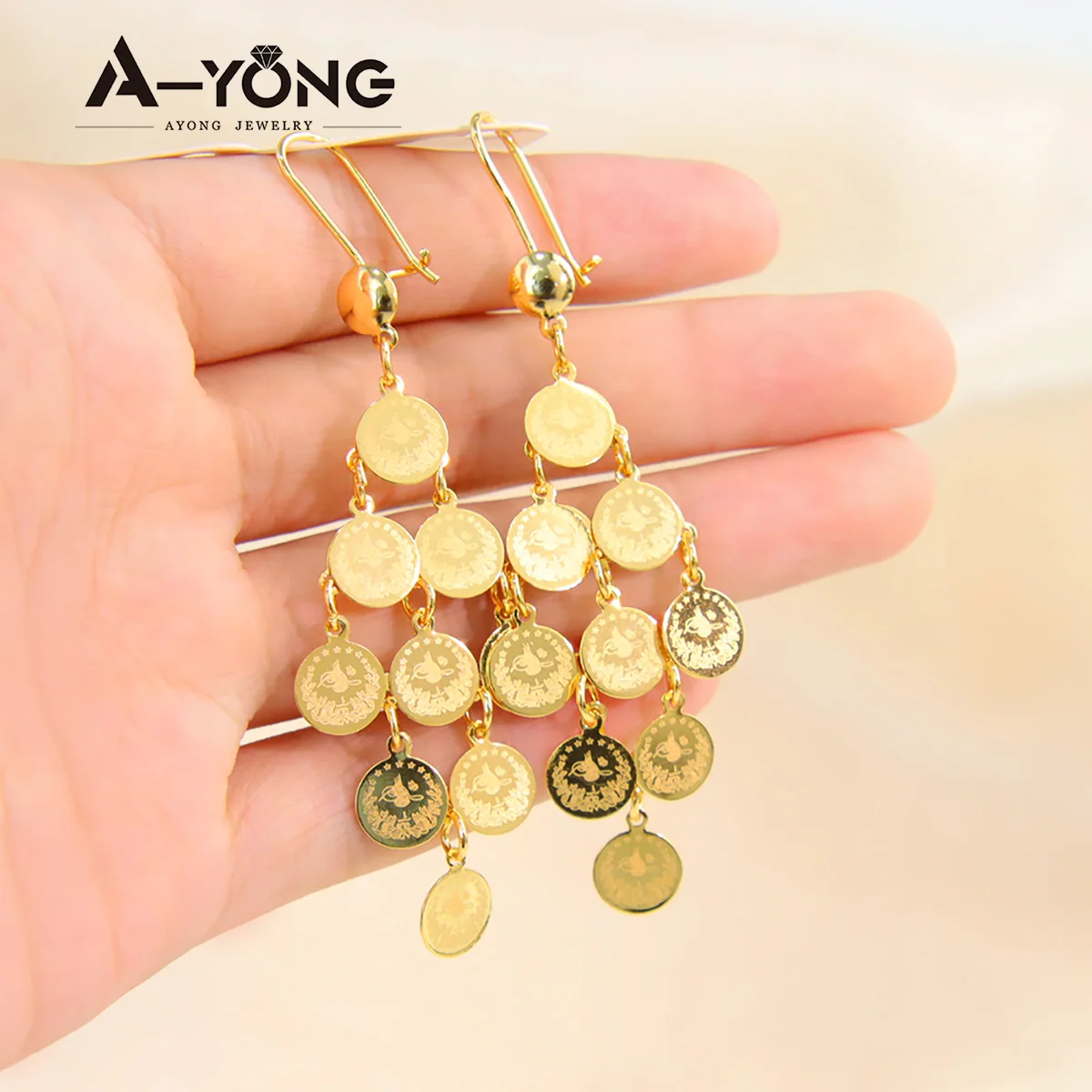 Coin Drop Charm Gold-Plated Hoop Earrings – Priyaasi
