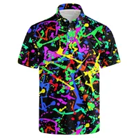 Offre spéciale impression 3d 80s 90s Polo de Golf été rétro chemise à revers rue ample à manches courtes hauts hommes bouton t-shirts 4