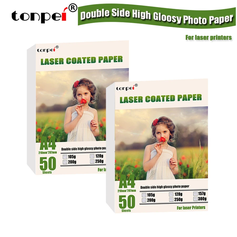 50sheets 105g A4 Double-side Coated High Glossy Photo Paper Laser Printer Menu Picture Image Cover Printing photo paper photo printing paper