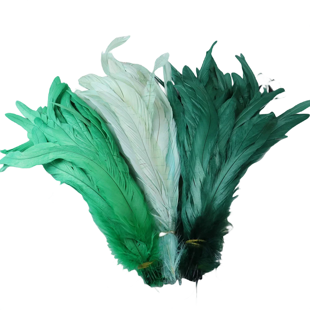 5-7 Emerald Green Rooster Hackle Feathers for Crafting, Headpiece