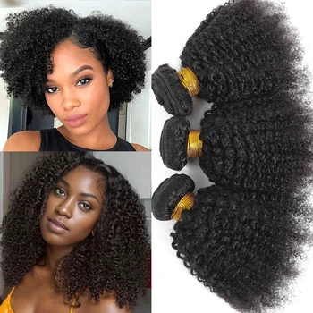 Fasci di capelli umani ricci afro crespi brasiliani 4b 4c Afro crespo sfuso tessuto dei capelli umani affare estensioni dei capelli all'ingrosso