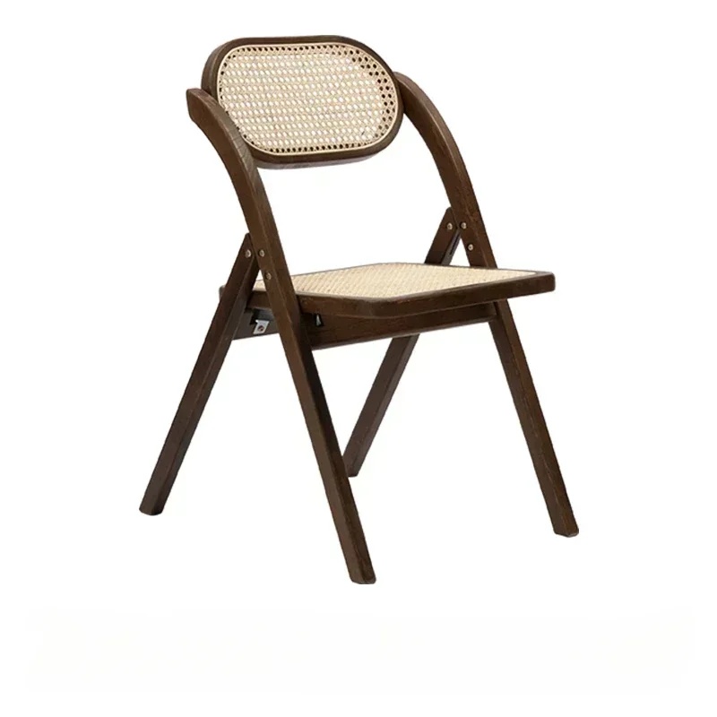 Vintage Rattan Wood Portable Chairs Foldable Dining Chair Modern Armchair Fashion Cadeiras Para Mesa De Jantar Home Furniture