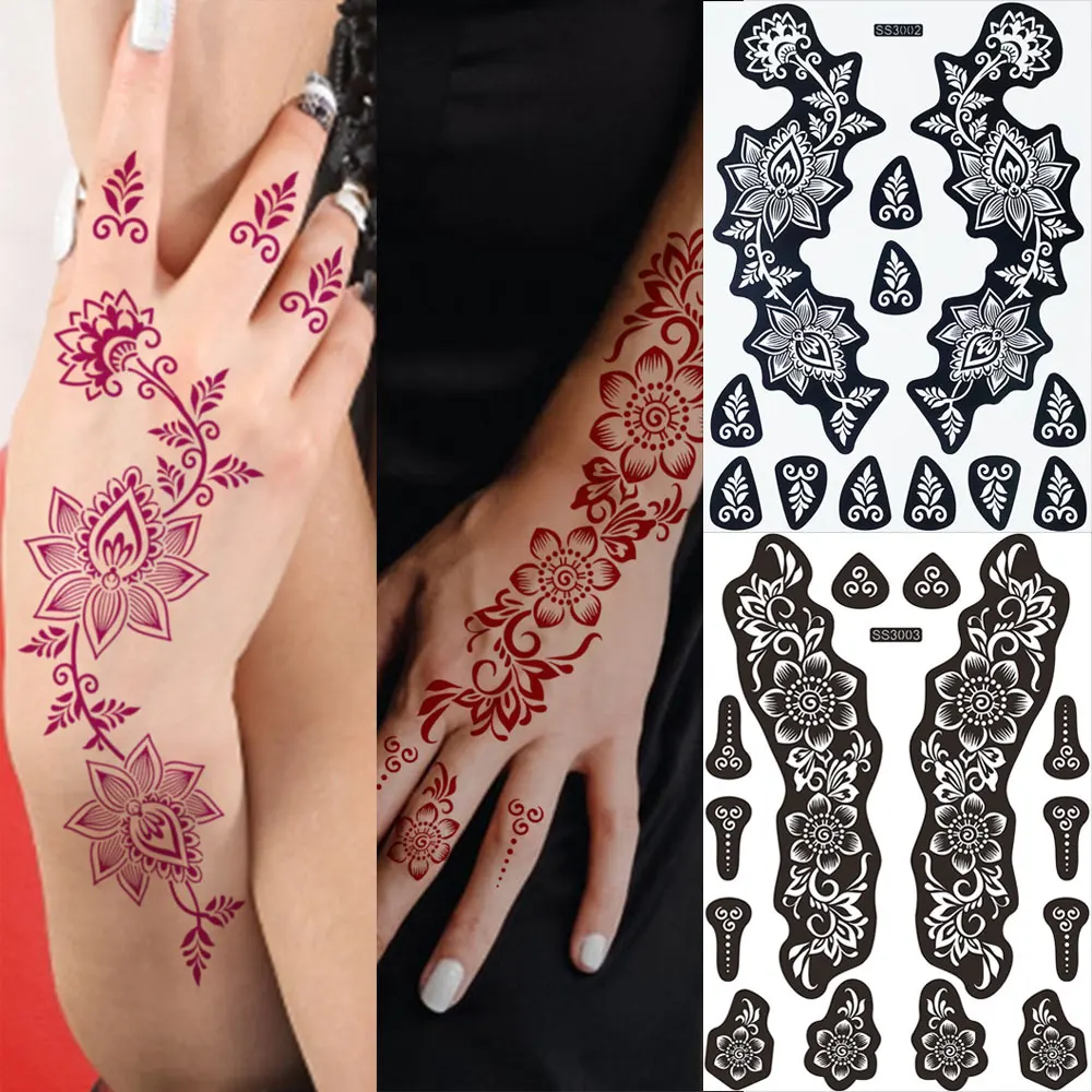 Reusable Hollow Henna Tattoo Stencil for Women Hand Arm Sleeve Waterproof Temporary DIY Tattoo Painting Template 1pc
