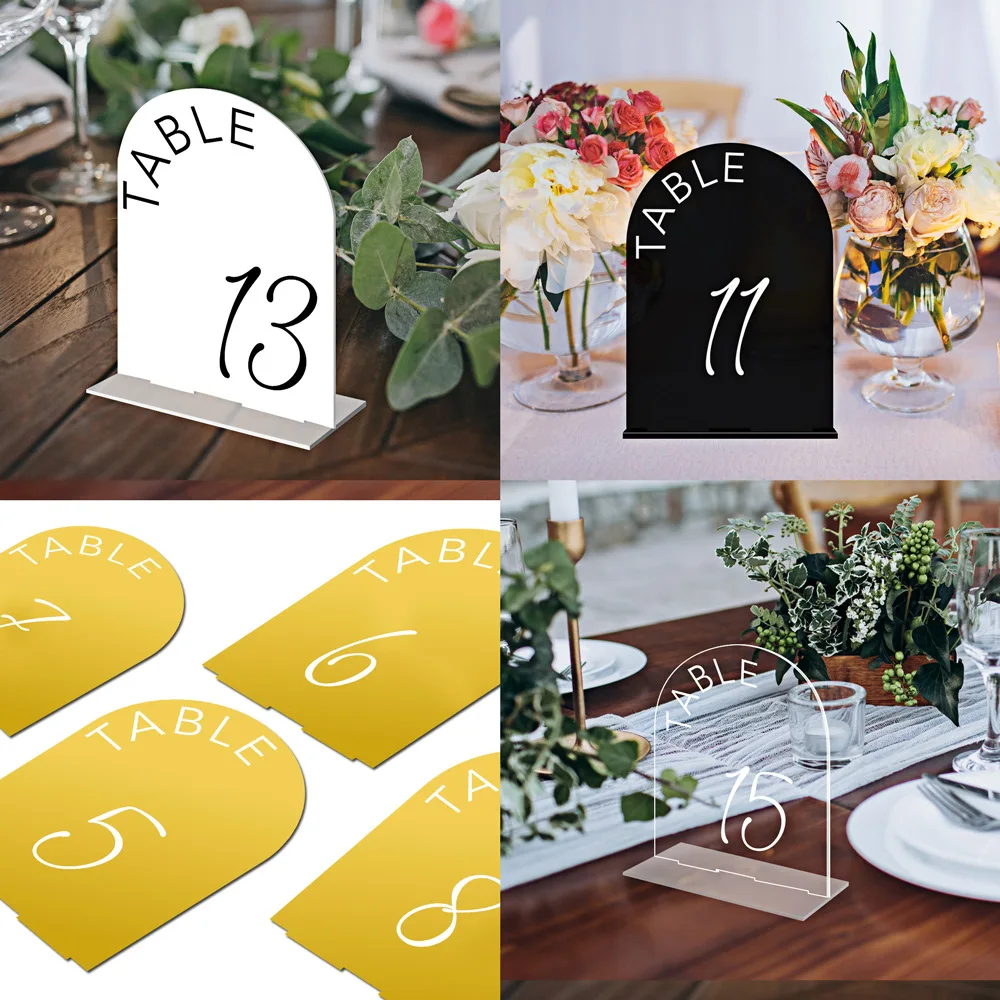 Arched Digital Label Acrylic Table Position Card, Wedding Table Number Card, Dining Diy Personalized Seat Card