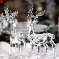 Acrylic Christmas Reindeer Ornaments Tabletop Decorations Holiday Table Crystal Elk Reindeer Sculpture Christmas Home Office