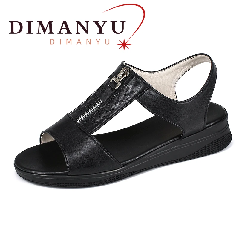 DIMANYU Mom Sandals Non-slip 2024 Summer New Genuine Leather Female Sandals Wedge Size 41 42 43 Women's Sandals