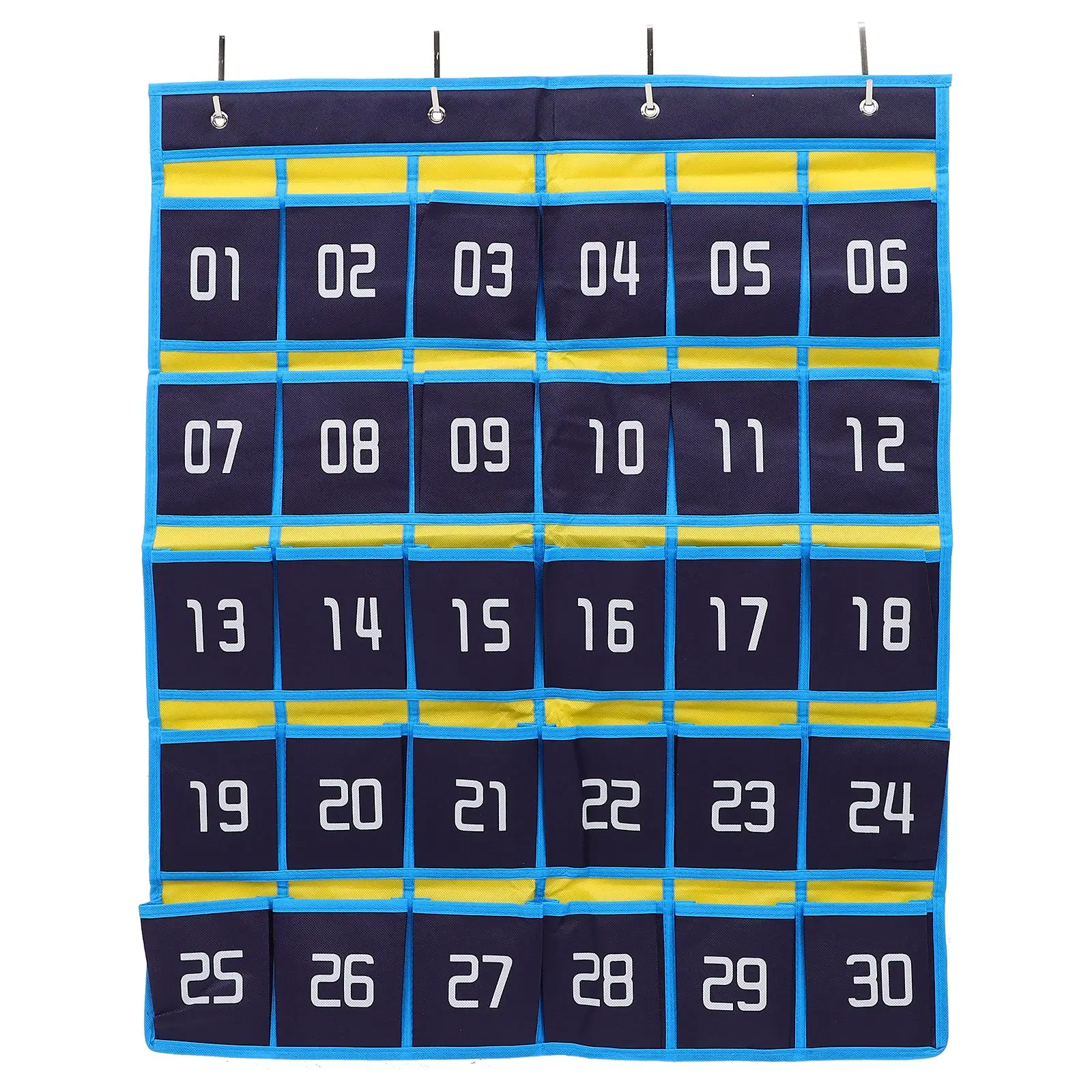 

30 Pockets Numbered Phone Organizer Classroom Phone Pocket Chart Pouch Wall Hanging Storage Bag With Hooks