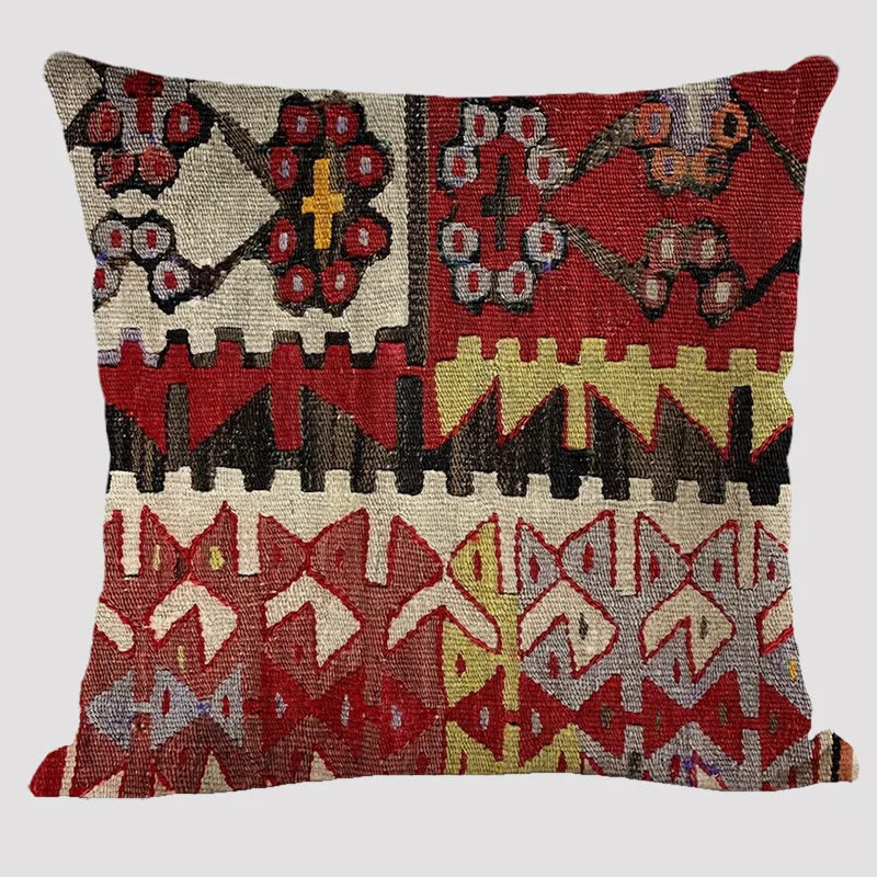 Bohemian Patterns Linen Cushions Case Multicolors Abstract Ethnic Geometry Print Decorative Pillows Case Living Room Sofa Pillow 