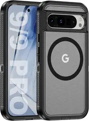 Shockproof Military Grade Armor MagSafe Case with Magnetic Charging and Rugged Bumper Back Cover - Pixel 9 Pro (Gray)
