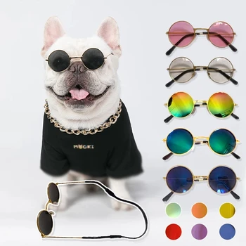 Lovely Vintage Round Cat Sunglasses Reflection Eye wear glasses For Small Dog Cat Pet Photos Pet Products Props Accessories 1