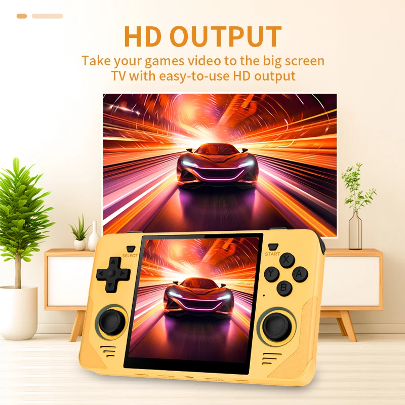 POWKIDDY RGB30 Yellow 720*720 4 Inch Ips Screen Built-in WIFI RK3566 Open-Source Retro Handheld Game Console Children's Gifts