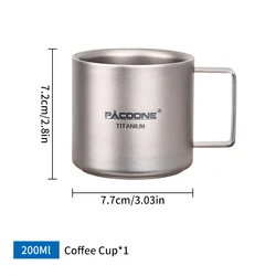 Titanium Portable Travel Mug - Versatile Metal Cup for Coffee, Tea, and Beverages (200ml)