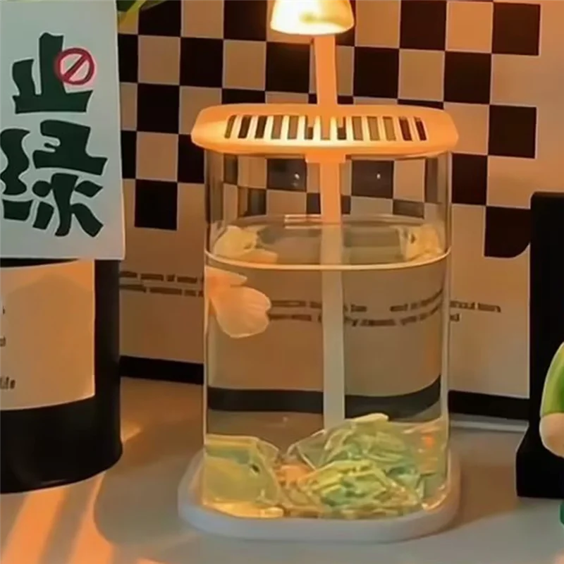 L22A-미니 데스크탑 유리 수족관 물고기 탱크 컬러 크리스탈 LED 빛 데스크탑 장식품 하이 엔드 장식 램프