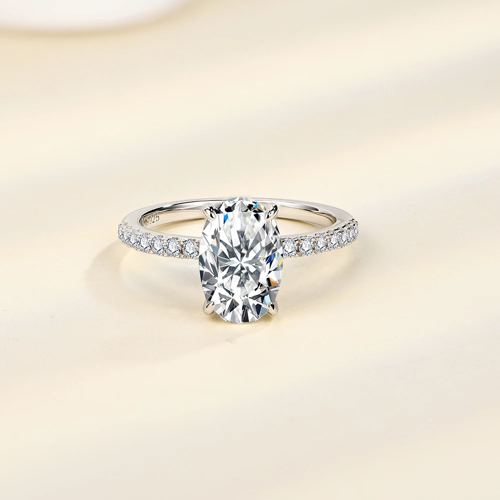 MINTYBOX S925 Sterling Sliver Oval Cut 3.5CT Moissanite Diamond Ring for Women Passed Tester Engagement Rings Travel Jewelry 3