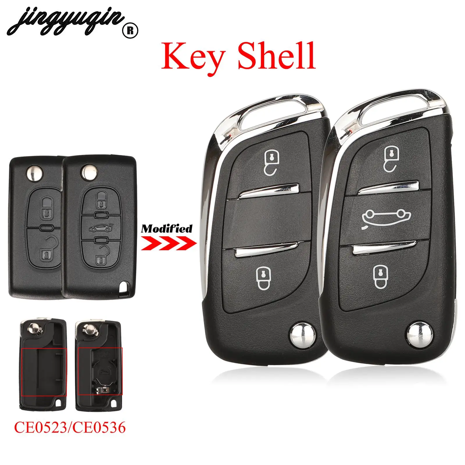 

jingyuqin Moodifend Remote Car Key Shell Case for Citroen C5 C4 Coupe VTR C6 C8 C2 Berlingo Xsara Peugeot Ce0523/CE0536 VA2/HU83