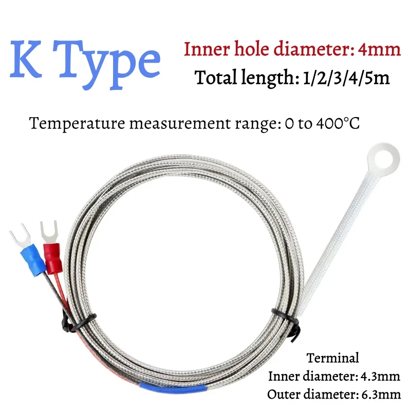 4mm 5mm 6mm K형 표면 장착 패치형 열전대 열판 표면 온도 센서 1/2/3/4/5m 케이블