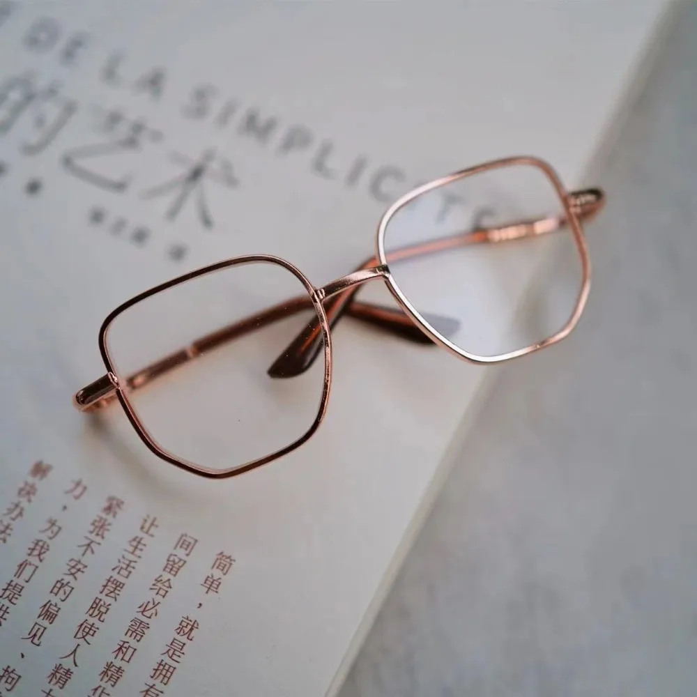 Miniature Rectangle Metal Glasses Toys Multi Color For Glasses 8.5cm Cotton Dolls Glasses For Toys