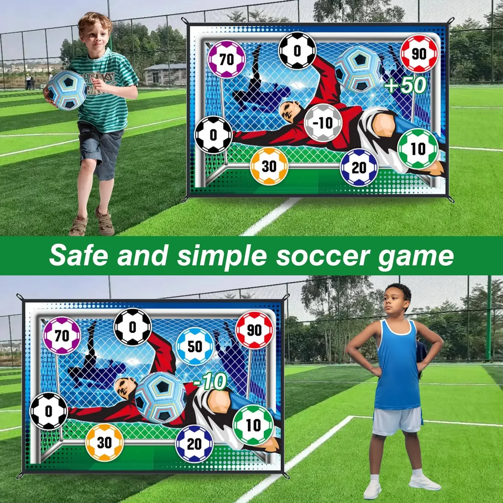 Foldable Football Goal Nylon Soccer Goal Football Target for Wall Indoor Training for Boys Multiplayer Competitive Soccer Set